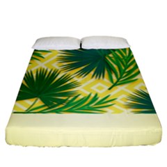 Yellow Tropical Pattern Fitted Sheet (king Size) by designsbymallika