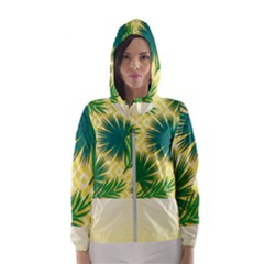Yellow Tropical Pattern Women s Hooded Windbreaker by designsbymallika