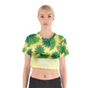 Yellow Tropical Pattern Cotton Crop Top View1