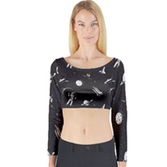 Space Love Long Sleeve Crop Top by designsbymallika