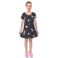 Space Love Kids  Short Sleeve Velvet Dress by designsbymallika