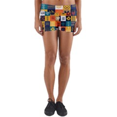 Tribal Love Pattern Yoga Shorts by designsbymallika