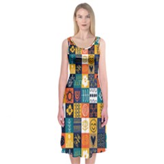 Tribal Love Pattern Midi Sleeveless Dress by designsbymallika