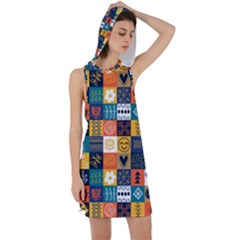 Tribal Love Pattern Racer Back Hoodie Dress by designsbymallika