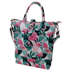 Beautiful Flamingo Pattern Buckle Top Tote Bag by designsbymallika