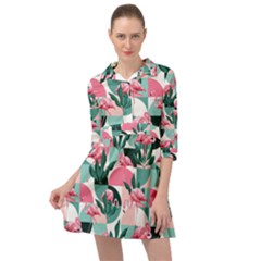 Beautiful Flamingo Pattern Mini Skater Shirt Dress by designsbymallika