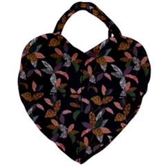 Animal Print Leaves Pattern Giant Heart Shaped Tote by designsbymallika