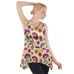 Pretty Ethnic Flowers Side Drop Tank Tunic by designsbymallika