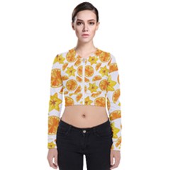 Oranges Love Long Sleeve Zip Up Bomber Jacket by designsbymallika