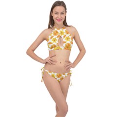 Oranges Love Cross Front Halter Bikini Set by designsbymallika