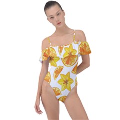 Oranges Love Frill Detail One Piece Swimsuit by designsbymallika