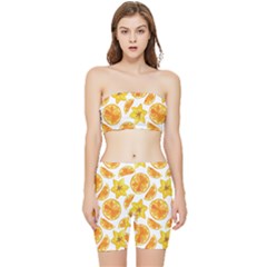 Oranges Love Stretch Shorts And Tube Top Set