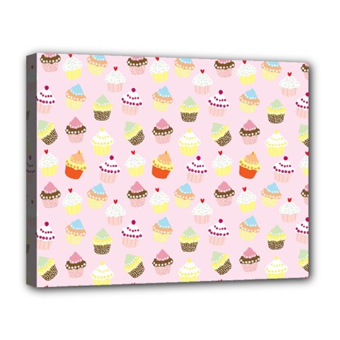 Cupcakes Festival Pattern Canvas 14  X 11  (stretched) by beyondimagination