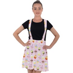 Cupcakes Festival Pattern Velvet Suspender Skater Skirt by beyondimagination