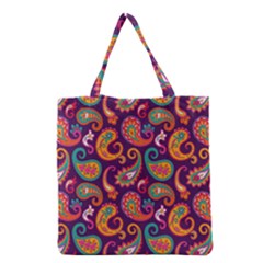 Paisley Purple Grocery Tote Bag by designsbymallika