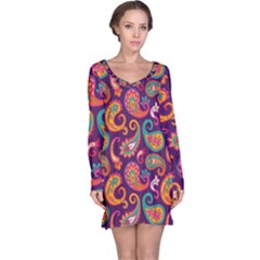 Paisley Purple Long Sleeve Nightdress by designsbymallika