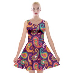 Paisley Purple Velvet Skater Dress by designsbymallika
