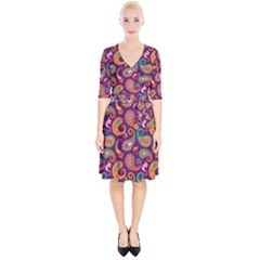 Paisley Purple Wrap Up Cocktail Dress by designsbymallika