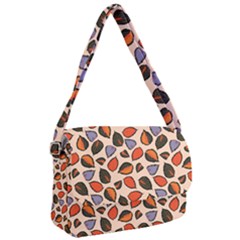 Orange Blue Leaves Pattern Courier Bag by designsbymallika