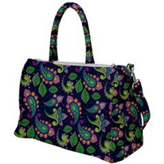 Paisley Green Print Duffel Travel Bag by designsbymallika