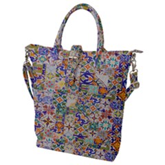 Mosaic Print Buckle Top Tote Bag by designsbymallika