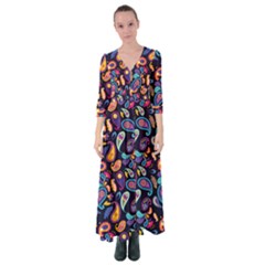 Paisley Baatik Purple Print Button Up Maxi Dress