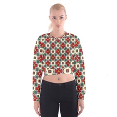 Seamless Red Pattern Cropped Sweatshirt by designsbymallika