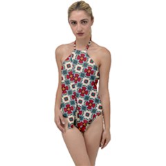 Seamless Red Pattern Go With The Flow One Piece Swimsuit by designsbymallika