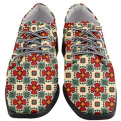 Seamless Red Pattern Women Heeled Oxford Shoes by designsbymallika