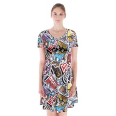 High School Love Short Sleeve V-neck Flare Dress by designsbymallika
