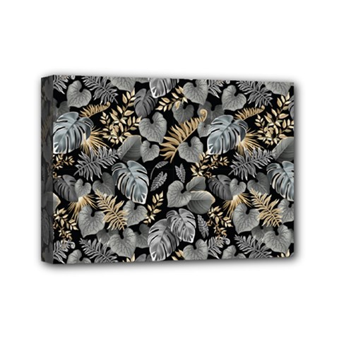 Metallic Leaves Pattern Mini Canvas 7  x 5  (Stretched)