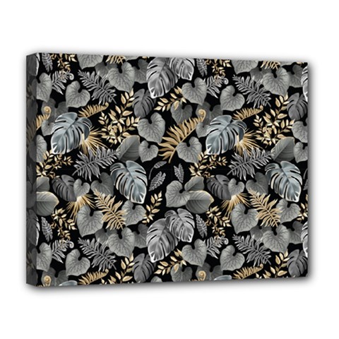 Metallic Leaves Pattern Canvas 14  x 11  (Stretched)