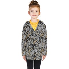 Metallic Leaves Pattern Kids  Double Breasted Button Coat