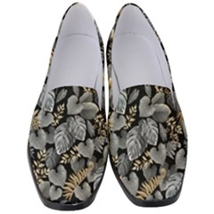 Metallic Leaves Pattern Women s Classic Loafer Heels