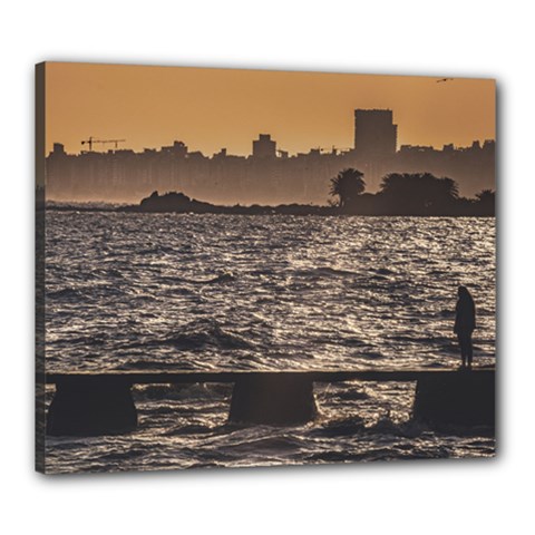 Cityscape Coastal Scene Montevideo Uruguay Canvas 24  X 20  (stretched) by dflcprintsclothing