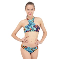 Abstrait 001 -1 (1)p High Neck Bikini Set