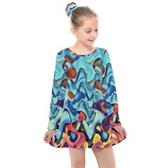 Abstrait 001 -1 (1)p Kids  Long Sleeve Dress
