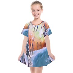 Paysage D hiver Kids  Smock Dress by sfbijiart