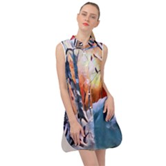 Paysage D hiver Sleeveless Shirt Dress by sfbijiart