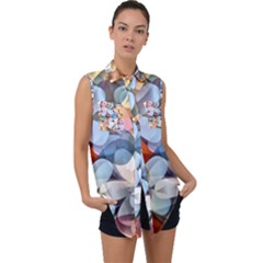 Multifleurs Sleeveless Chiffon Button Shirt