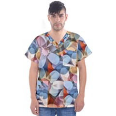 Motif Florale Men s V-Neck Scrub Top