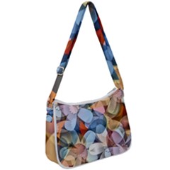 Motif Florale Zip Up Shoulder Bag