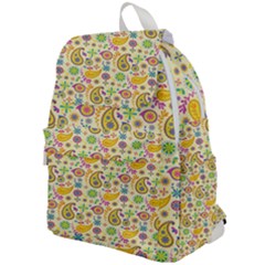 Paisley Print Yellow Top Flap Backpack by designsbymallika