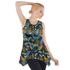 Tropical Bird Pattern Side Drop Tank Tunic by designsbymallika