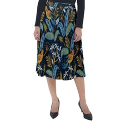 Tropical Bird Pattern Classic Velour Midi Skirt  by designsbymallika