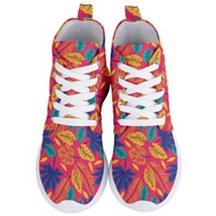 Beautiful Pink Tropical Pattern Women s Lightweight High Top Sneakers by designsbymallika