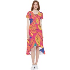Beautiful Pink Tropical Pattern High Low Boho Dress by designsbymallika