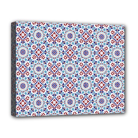 Blue Tile Pattern Deluxe Canvas 20  x 16  (Stretched)