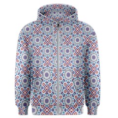 Blue Tile Pattern Men s Zipper Hoodie