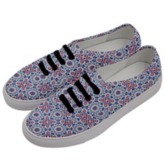 Blue Tile Pattern Men s Classic Low Top Sneakers by designsbymallika